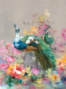鳥 Painting - 花を咲かせたクジャク 0 928 羽